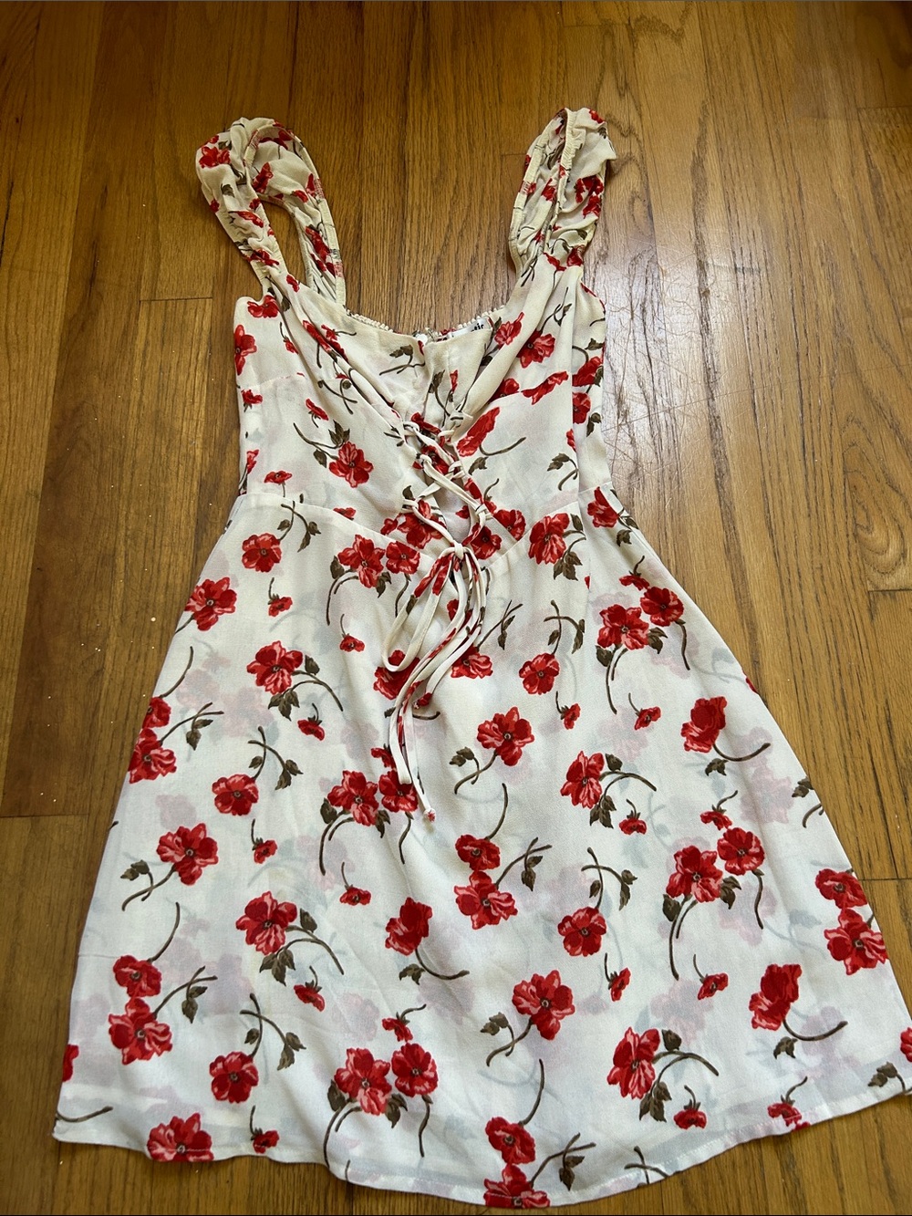 Reformation Mini Red Floral Tie-Front dress